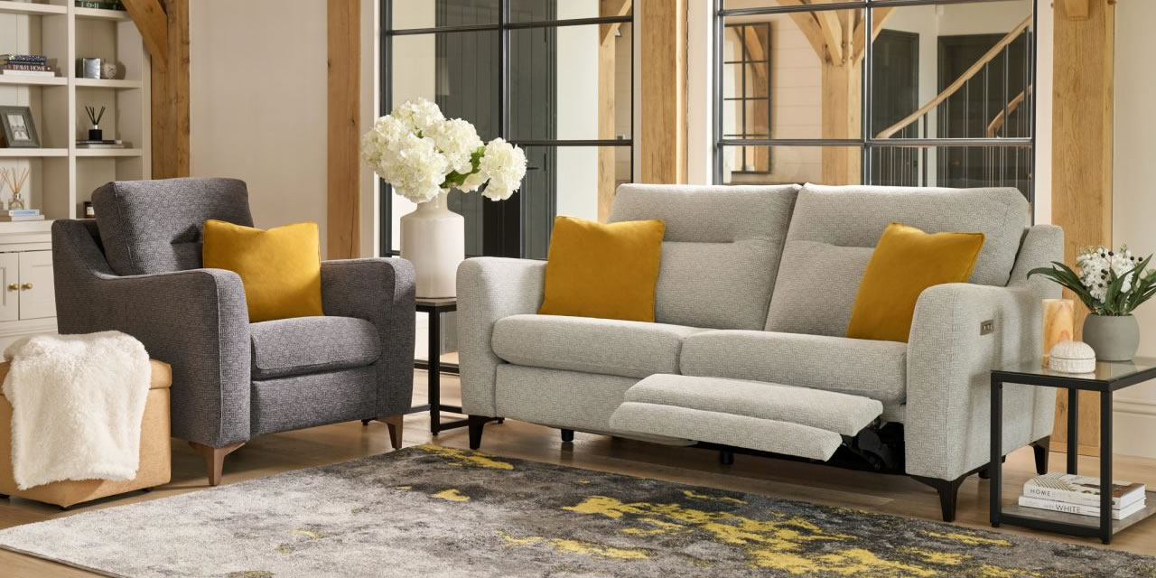 G Plan Austen fabric recliner sofa and armchair chair